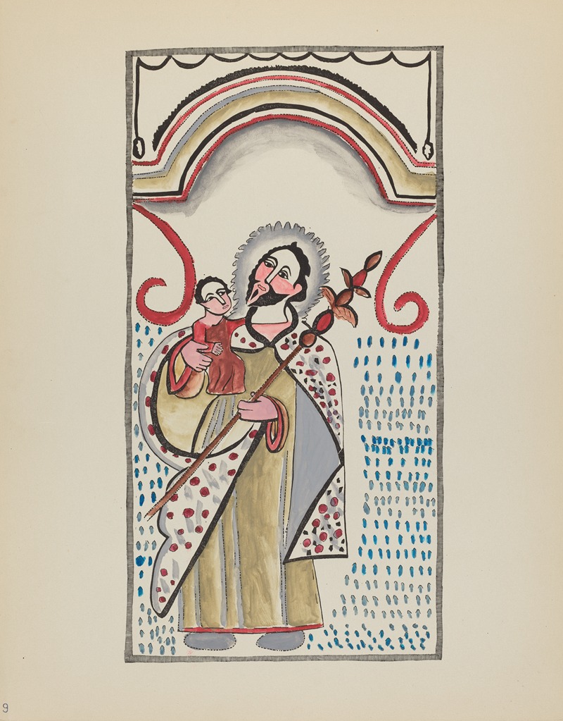 American 20th Century - Plate 9 – Saint Joseph & Child – From Portfolio Spanish Colonial Designs of New Mexico