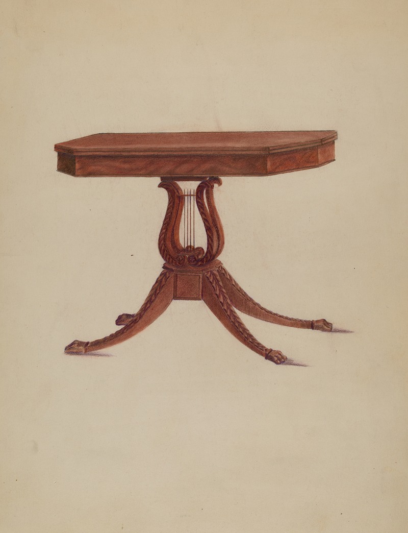 American 20th Century - Table (Lyre Pedestal)