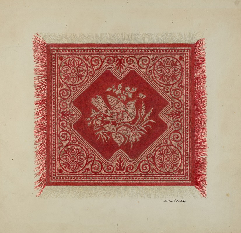 Arthur G. Merkley - Red and White Table Napkin