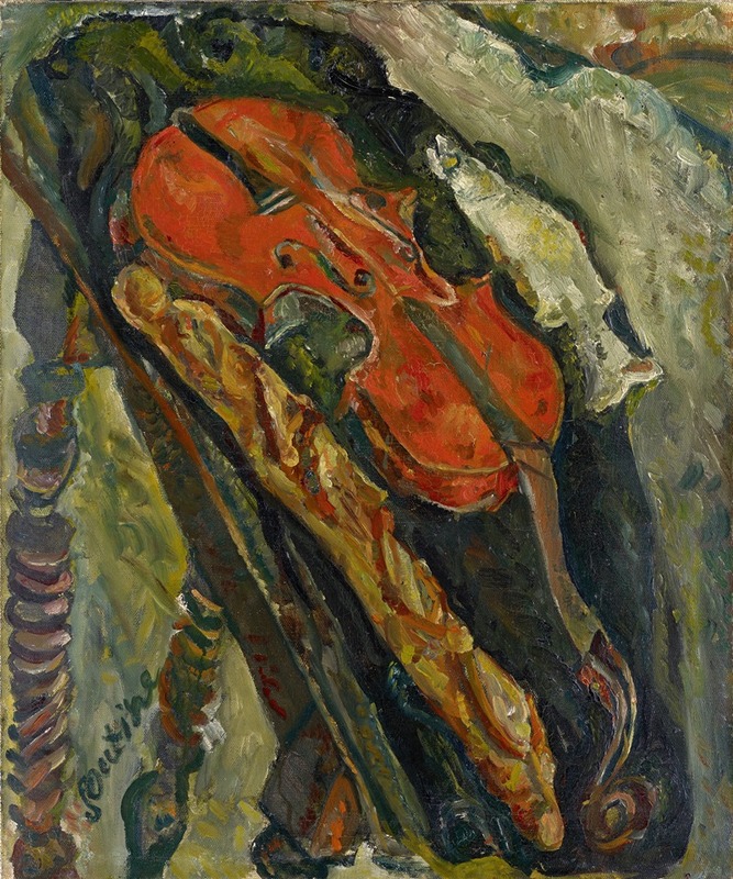 Chaïm Soutine - Still Life with Violin, Bread and Fish