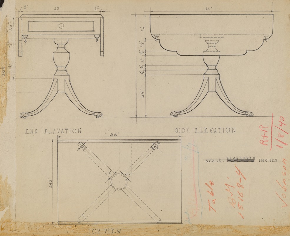 Arthur Johnson - Drop Leaf, Pedestal Table