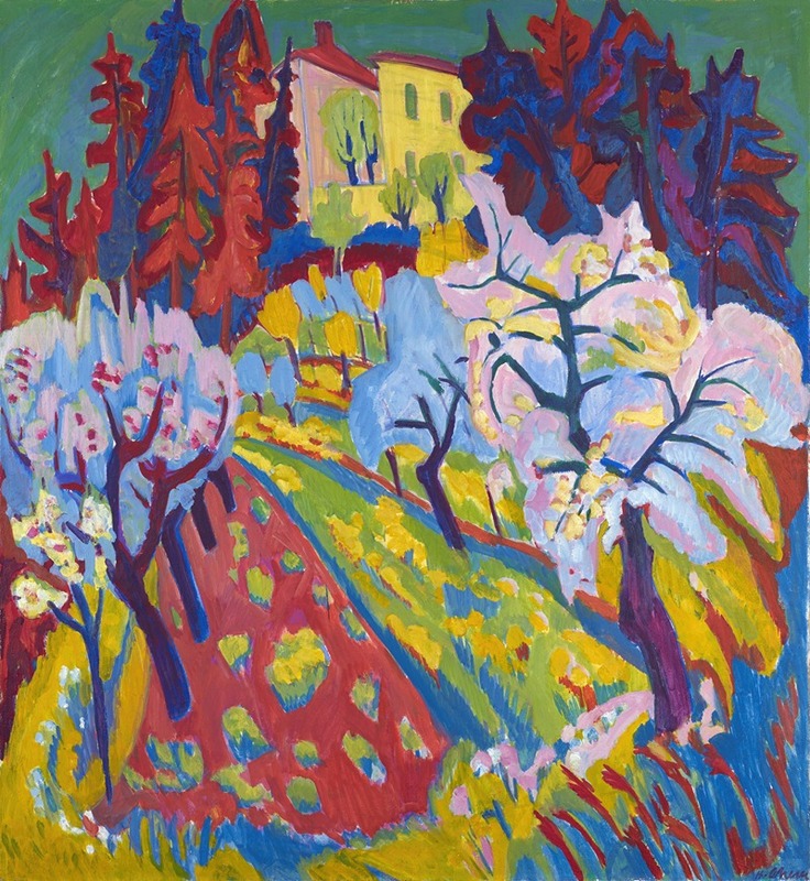 Hermann Scherer - Villa Loverciana with Blossoming Trees