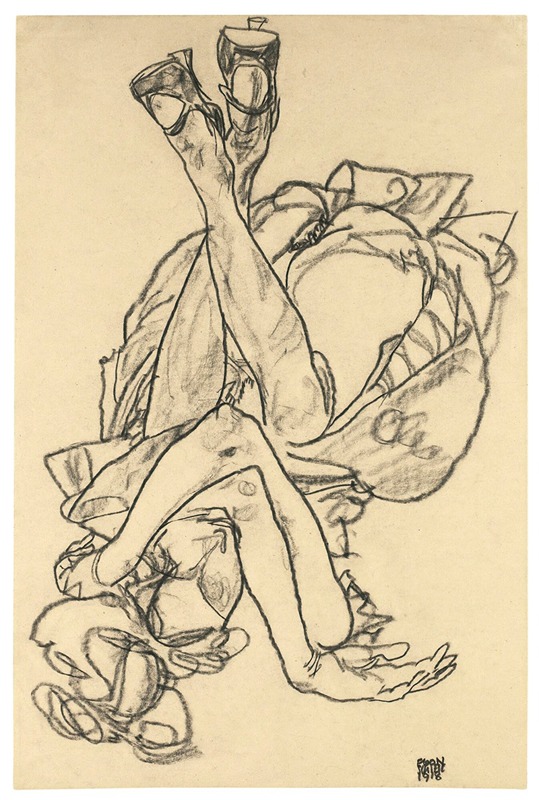 Egon Schiele - Girl Lying On Her Back With Crossed Arms And Legs