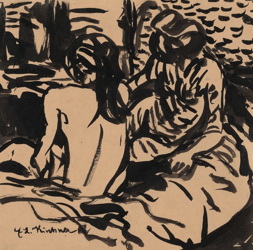 Ernst Ludwig Kirchner - Two Nudes on a Bed (Isabella and a Younger Girl)