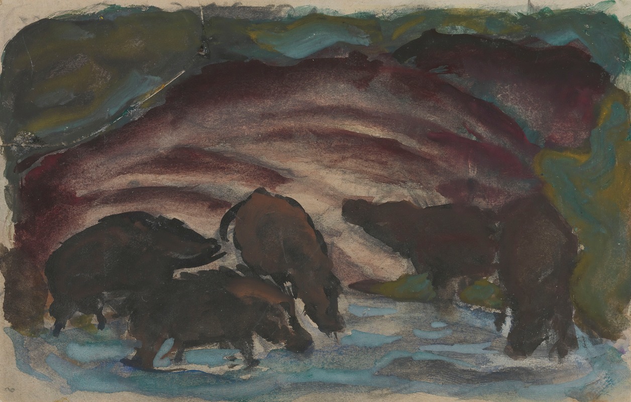 Franz Marc - Wild Boars in the Water