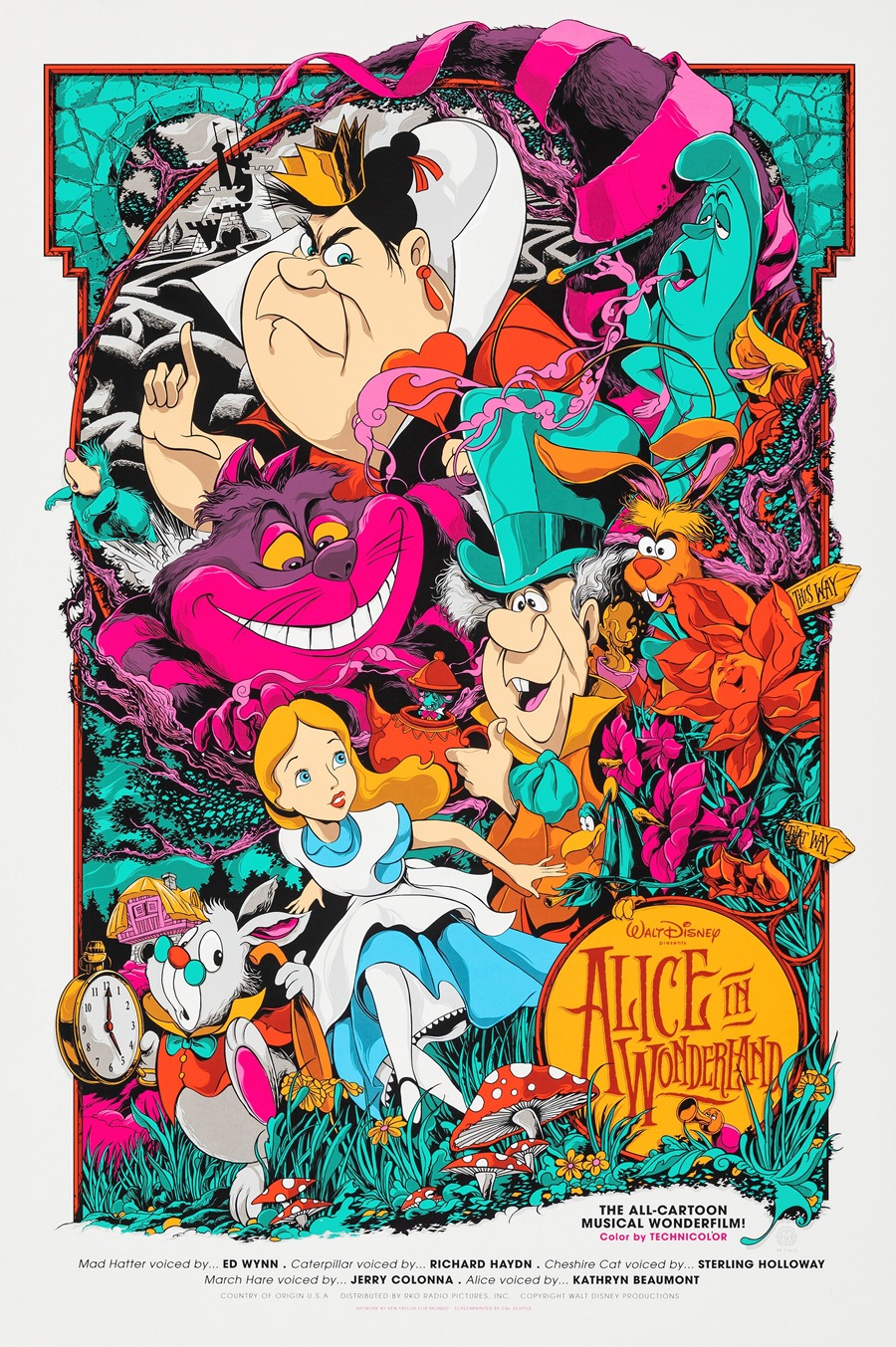 Alice In The Wonderland Poster Disney Mad Hatter Colorful Living