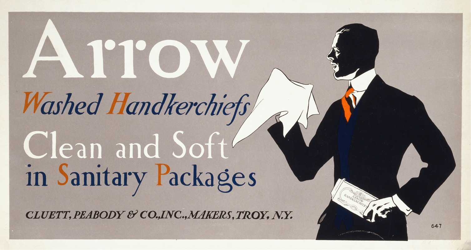 Edward Penfield - Arrow washed handkerchiefs, clean and soft in sanitary packages
