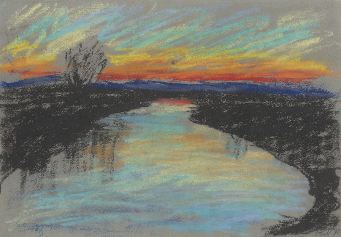 Zolo Palugyay - Red Dawn over a River