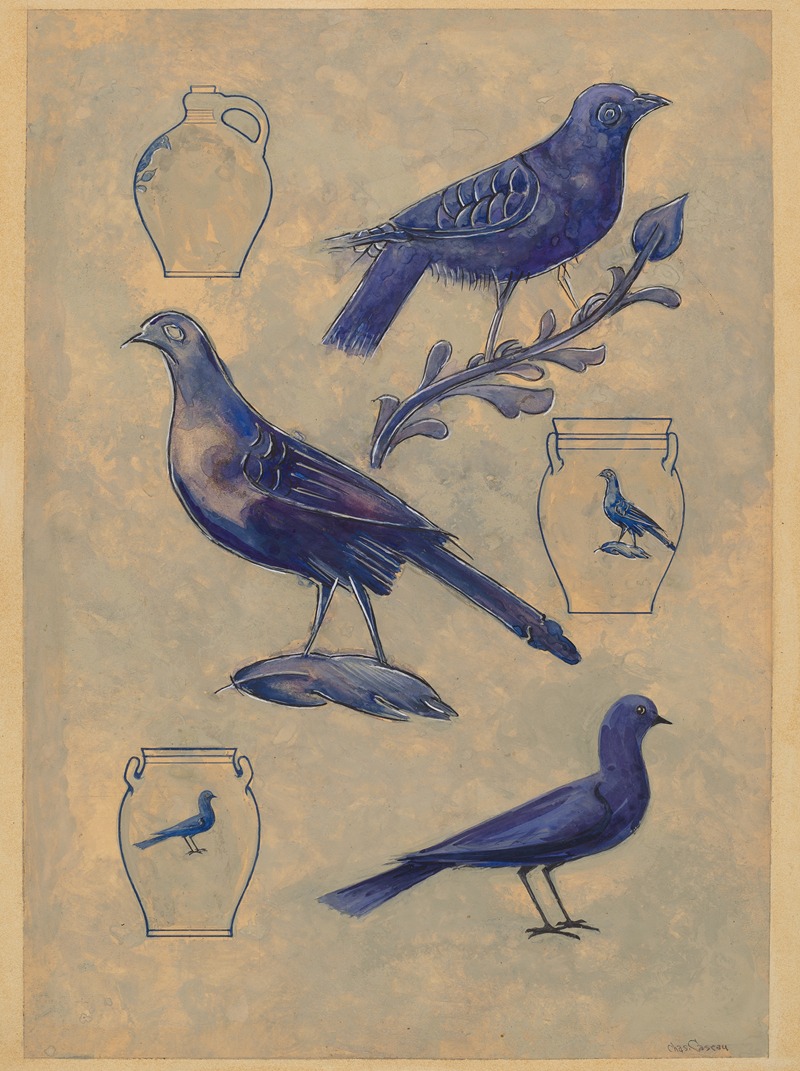 Charles Caseau - Bird Decorations for Stoneware