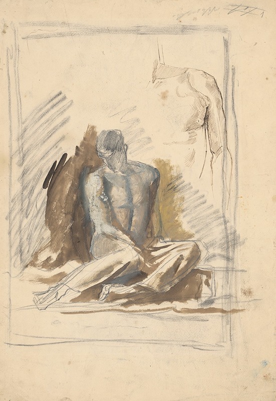 Ladislav Mednyánszky - A study of a seated figure of a man
