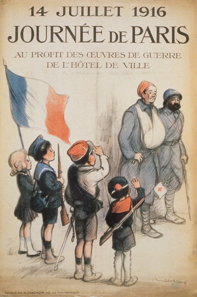 Francisque Poulbot - Journée de Paris. 14 Juillet 1916. Au profit des oeuvres de guerre de l’Hôtel de Ville