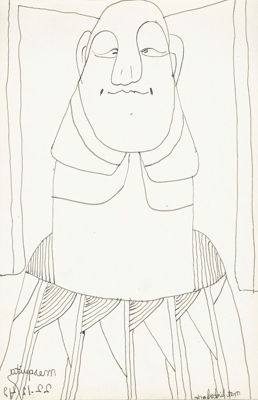 Samuel Jessurun de Mesquita - Mannenkop boven drie kragen, van voren gezien
