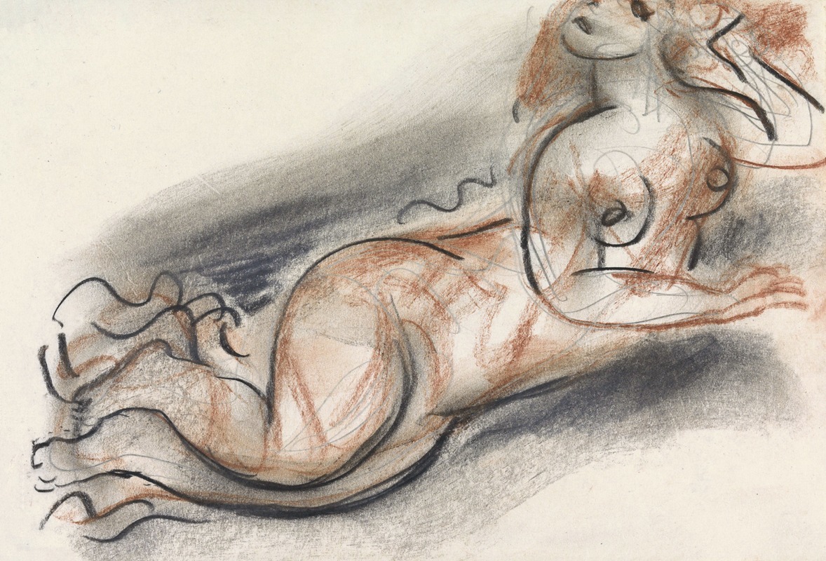 Leo Gestel - Schetsblad met liggend vrouwelijk naakt