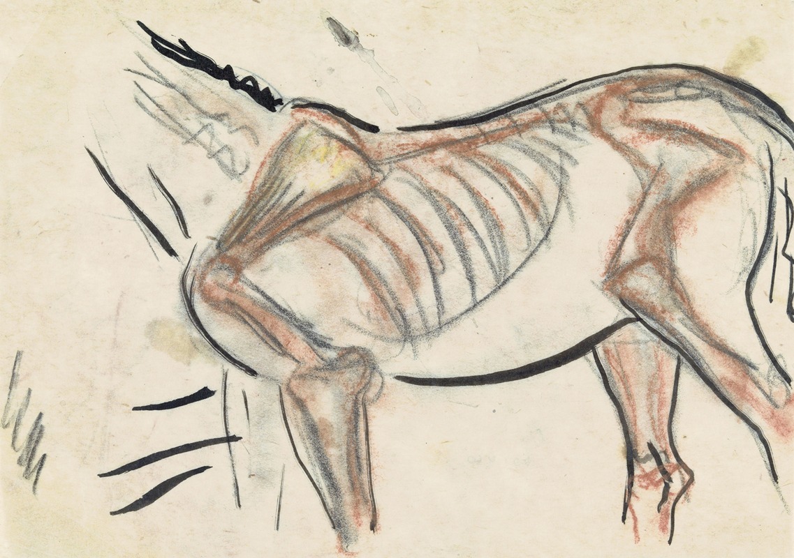 Leo Gestel - Blad met schets van een paard