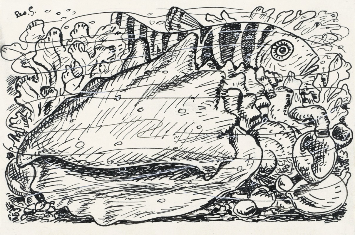 Leo Gestel - Vis en schelp in het water