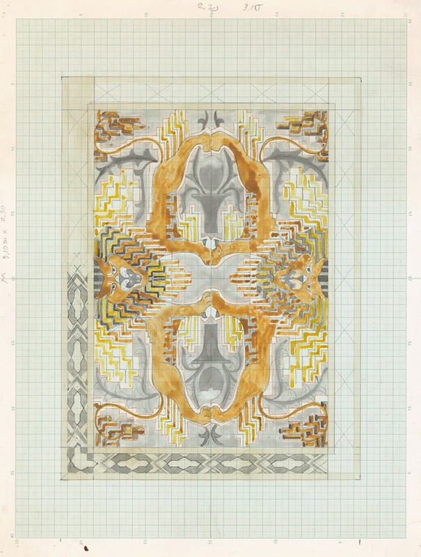 Carel Adolph Lion Cachet - Decoratief ornament met vier leeuwen met twee koppen