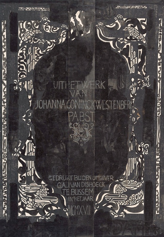 Carel Adolph Lion Cachet - Ontwerp voor boekband van Uit het werk van Johanna Coninckwestenberg Pabst, Bussum 1917