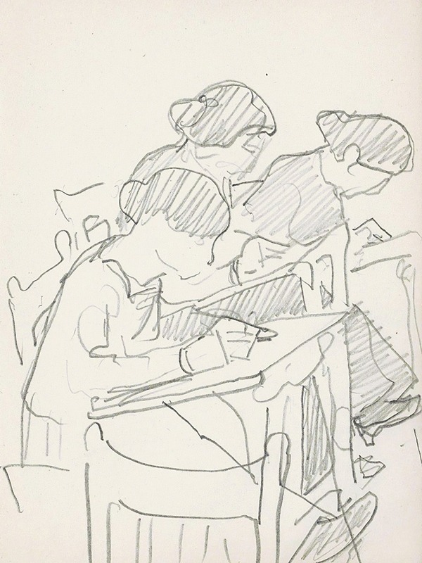 Reijer Stolk - Drie vrouwen in een tekenklas