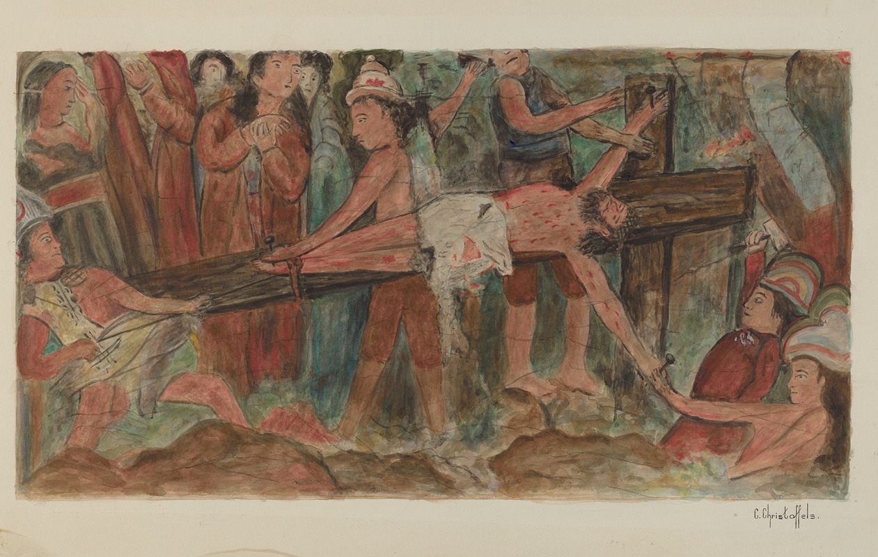 Cornelius Christoffels - Stations of the Cross No. 11. Jesus is Nailed to the Cross