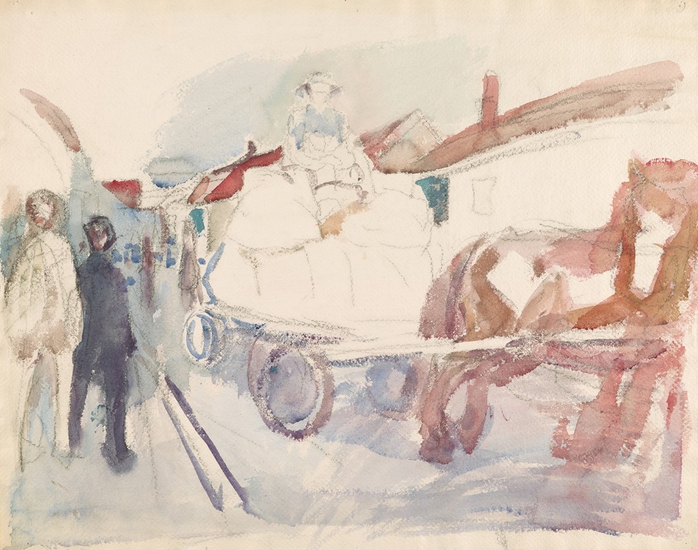 Edvard Munch - Hest og vogn i gate