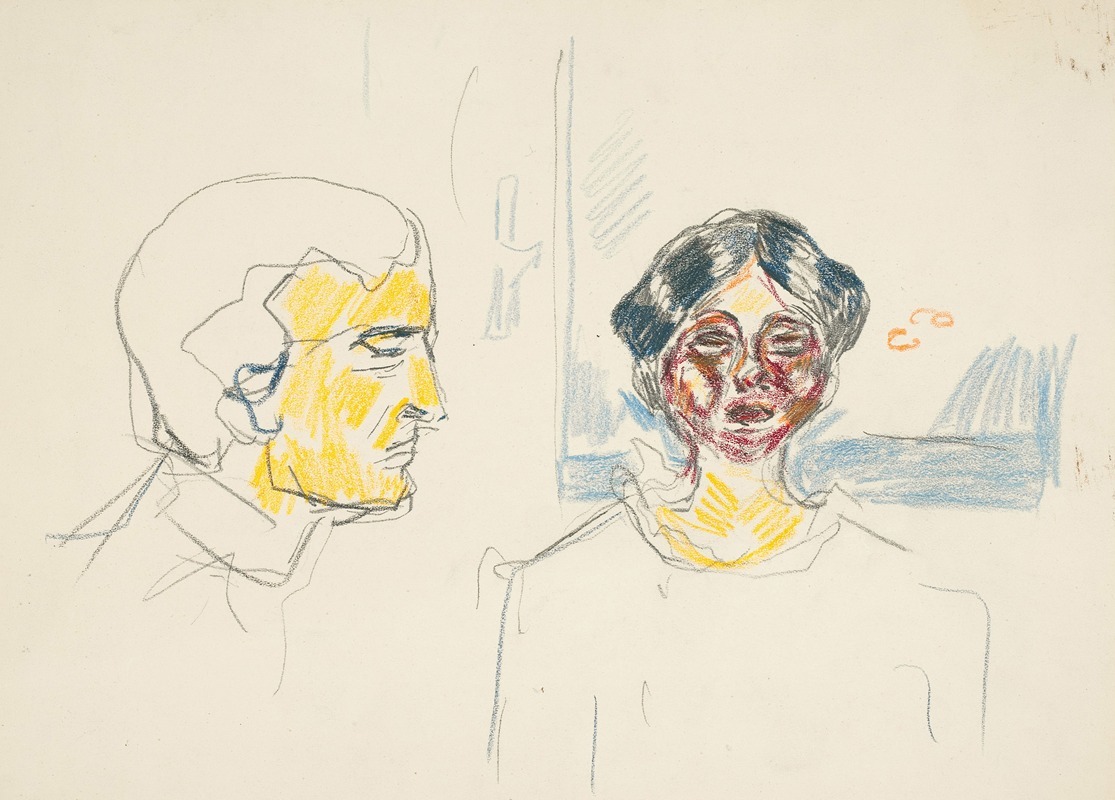 Edvard Munch - Kvinne og selvportrett i profil