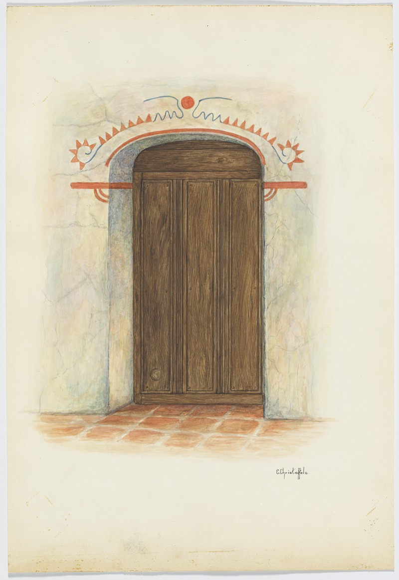 Cornelius Christoffels - Restoration Drawing Wall Painting and Door, Facade Mission House