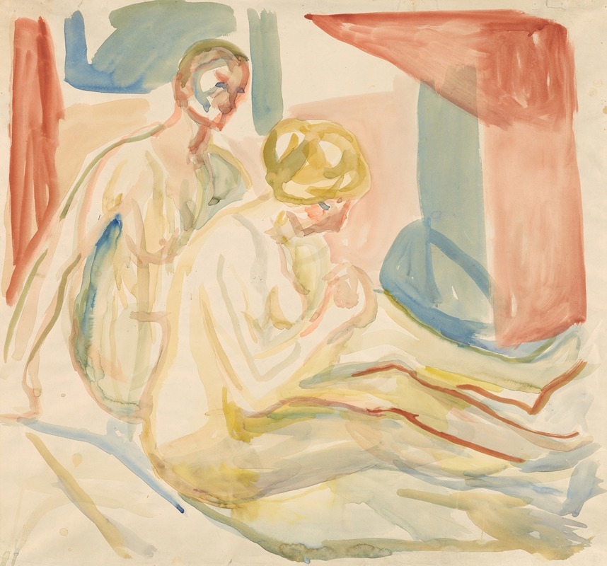 Edvard Munch - Sittende naken mann og kvinne