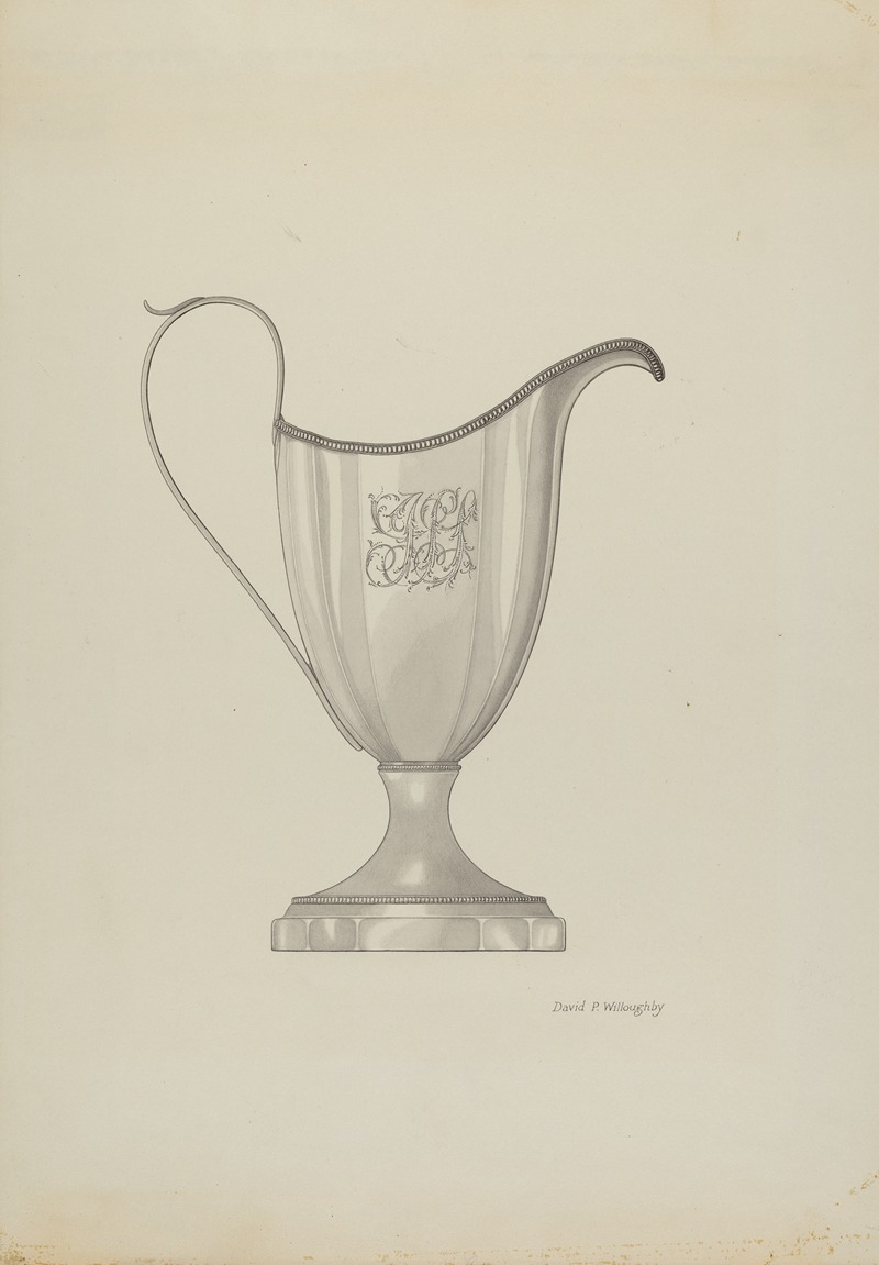 David P Willoughby - Monogrammed Silver Cream Pitcher
