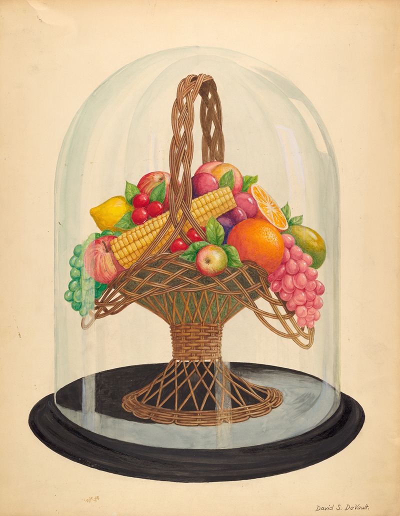 David S. De Vault - Ornament, Wax Fruit under Glass Globe