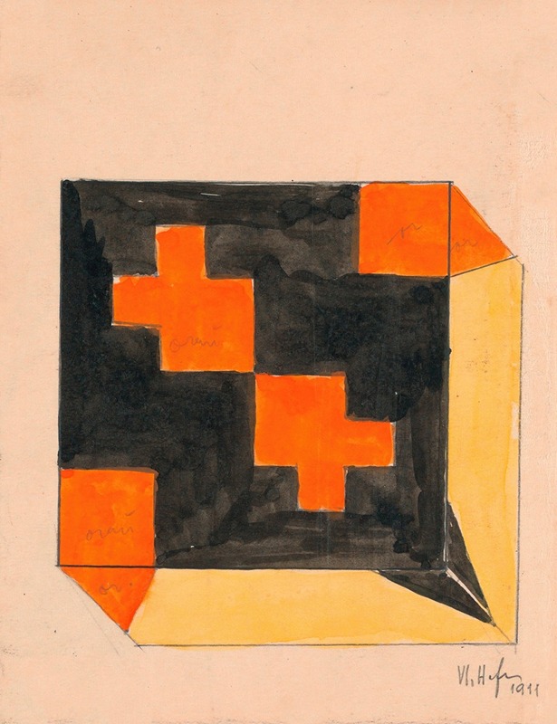 Anonymous - Design for Textile in Orange, Black, and Yellow