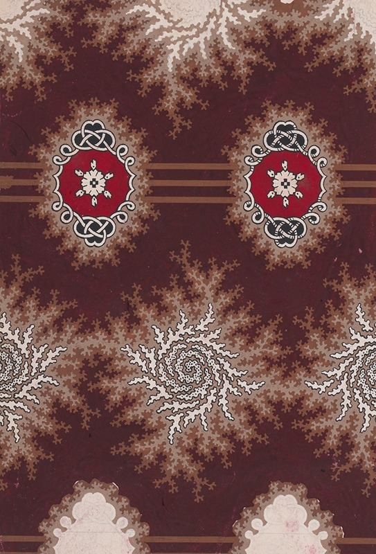 Anonymous - Alternating Horizontal Garlands of Branches with Abstract Swirls and Rosettes Flanked by Stylized Leaves and Framed by an Interlaced Ornamental Motif