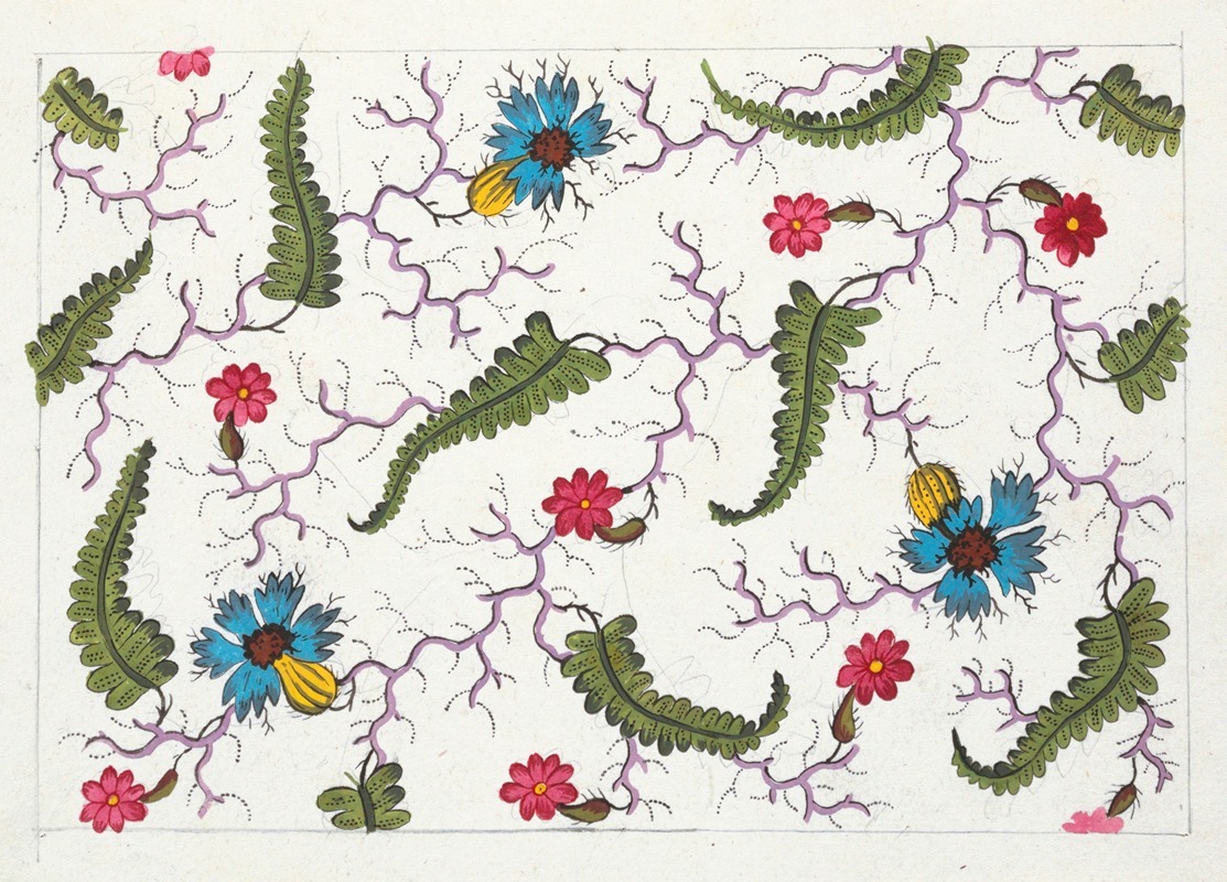 Anonymous - Floral design for printed textile Pl XIV