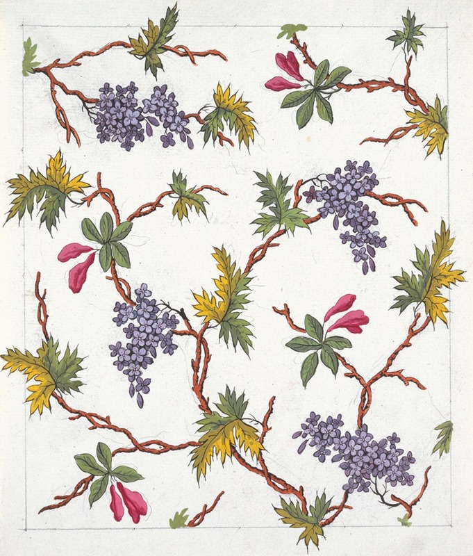 Anonymous - Floral design for printed textile Pl XVIII