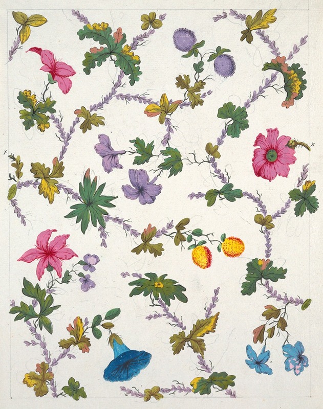 Anonymous - Floral design for printed textile Pl XXI