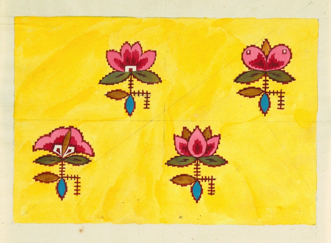 Anonymous - Floral design for printed textile Pl XXVII