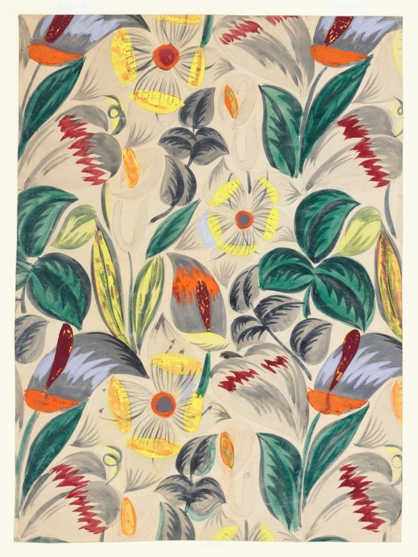Anonymous - Textile Design- Tropical Flowers II