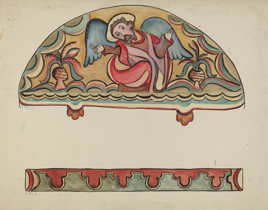 E. Boyd - Lunette and Detail from Altar Church at Sanctuario, Chimayo