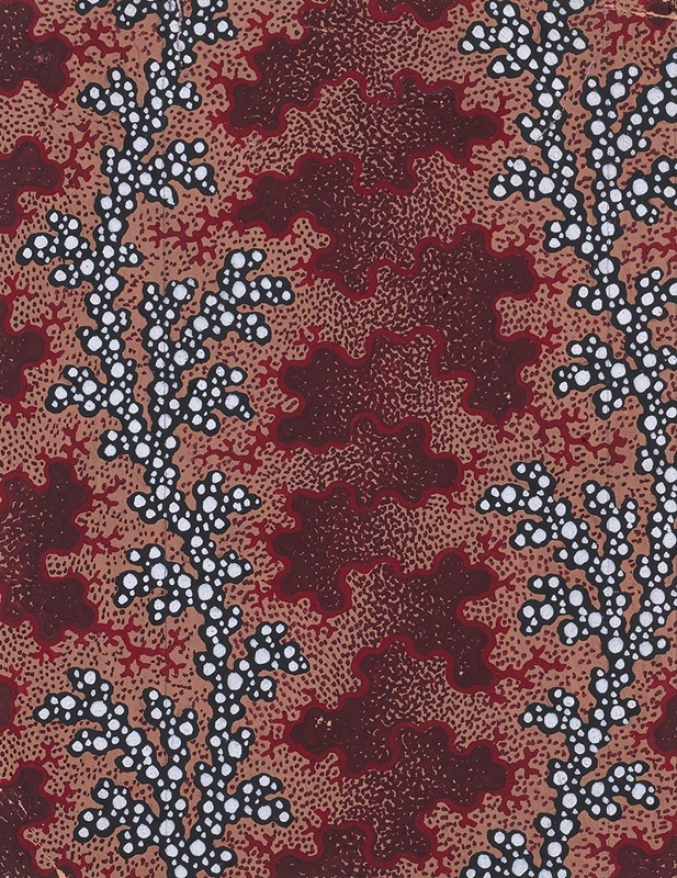 Anonymous - Textile Design with Vertical Undulating Garlands of Pearls Separated by Vertical Strips of Vermicular Pattern over a Stippled Background