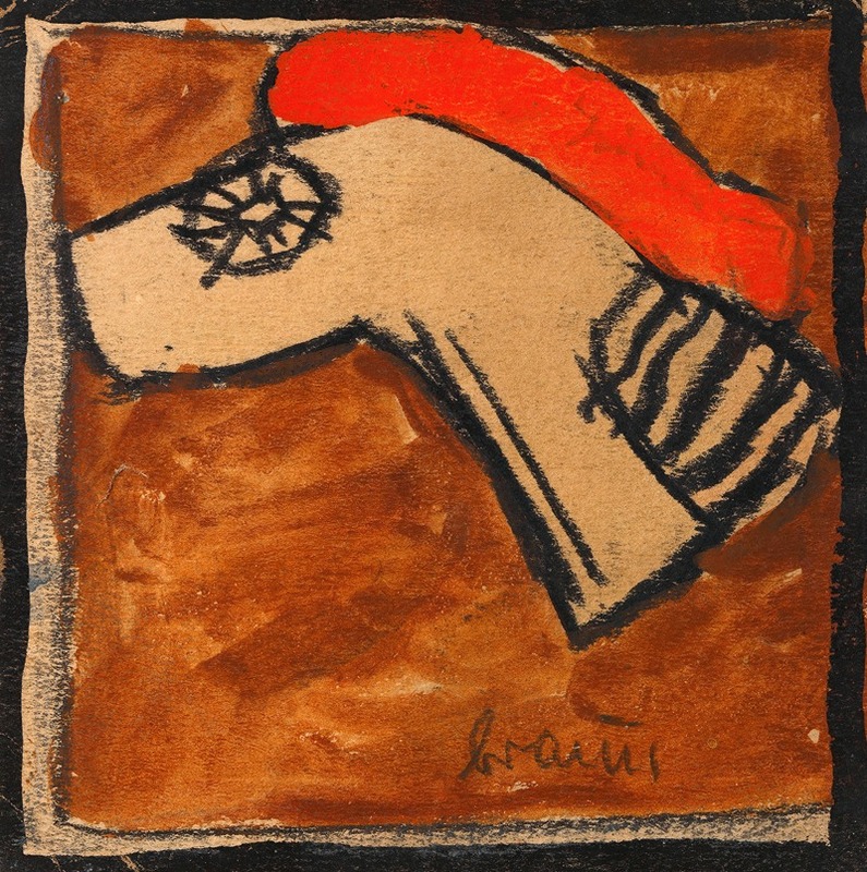 Egon Schiele - Kopfteil eines Rossharnisch