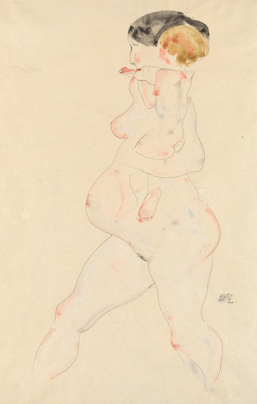 Egon Schiele - Schwangere Frau mit Kind auf dem Arm