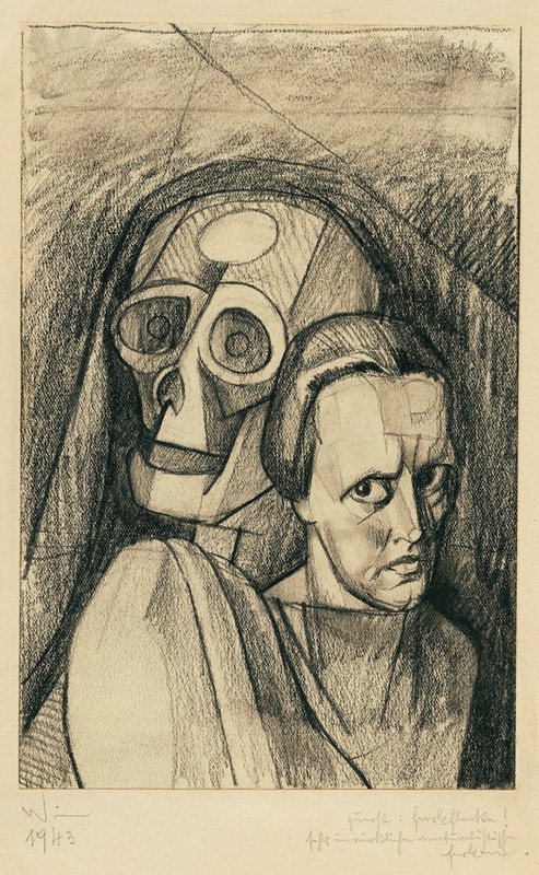 Karl Wiener - Frauenporträt mit Totenkopf