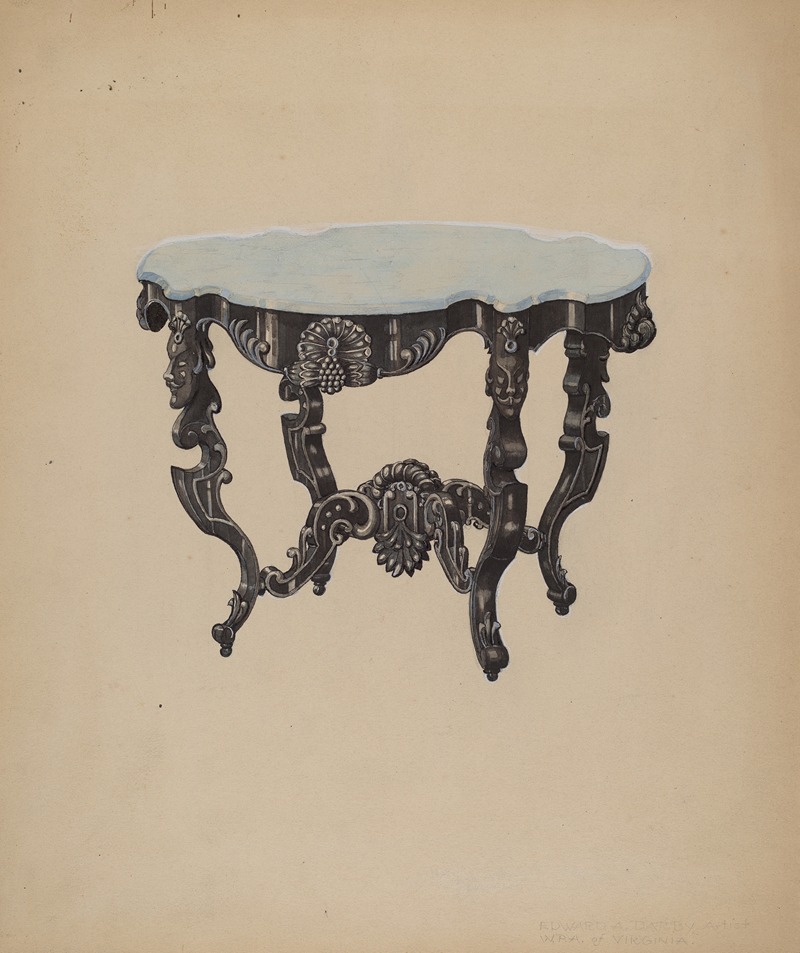 Edward A. Darby - Ebony, Marble-top Table