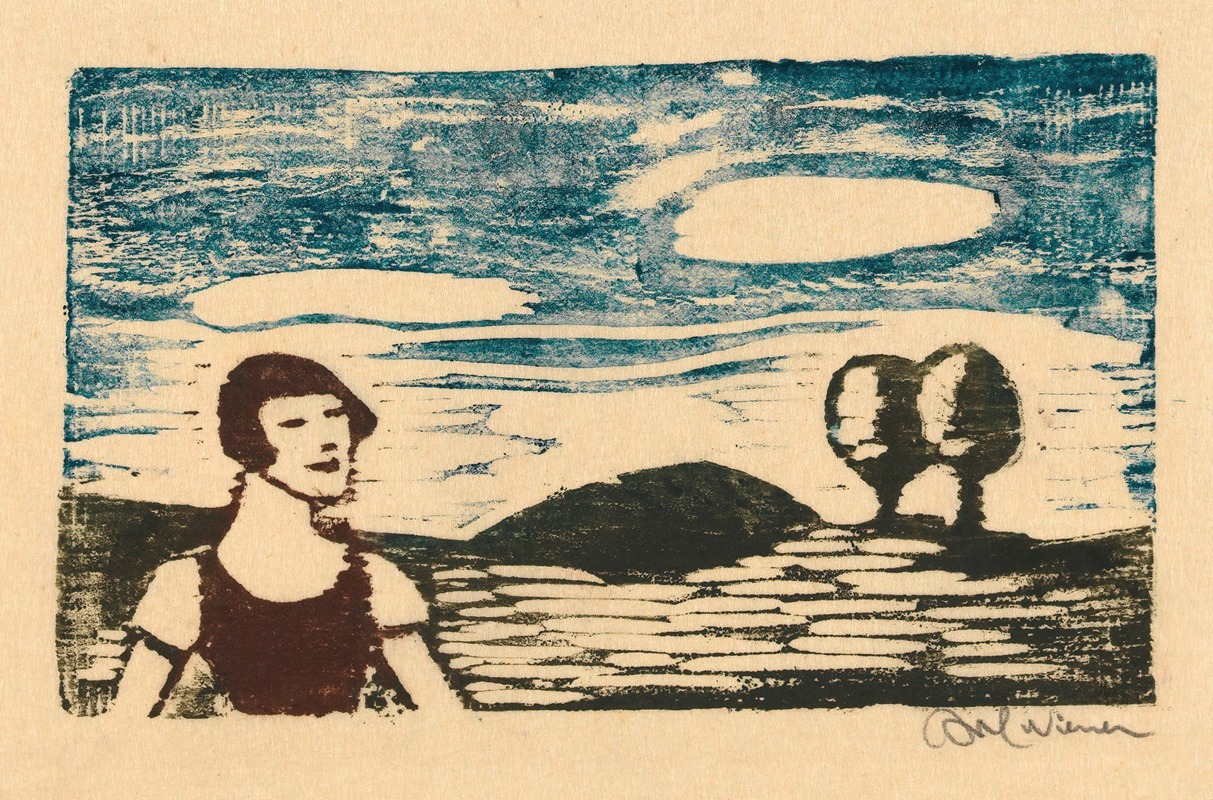 Karl Wiener - Landschaft mit Frau