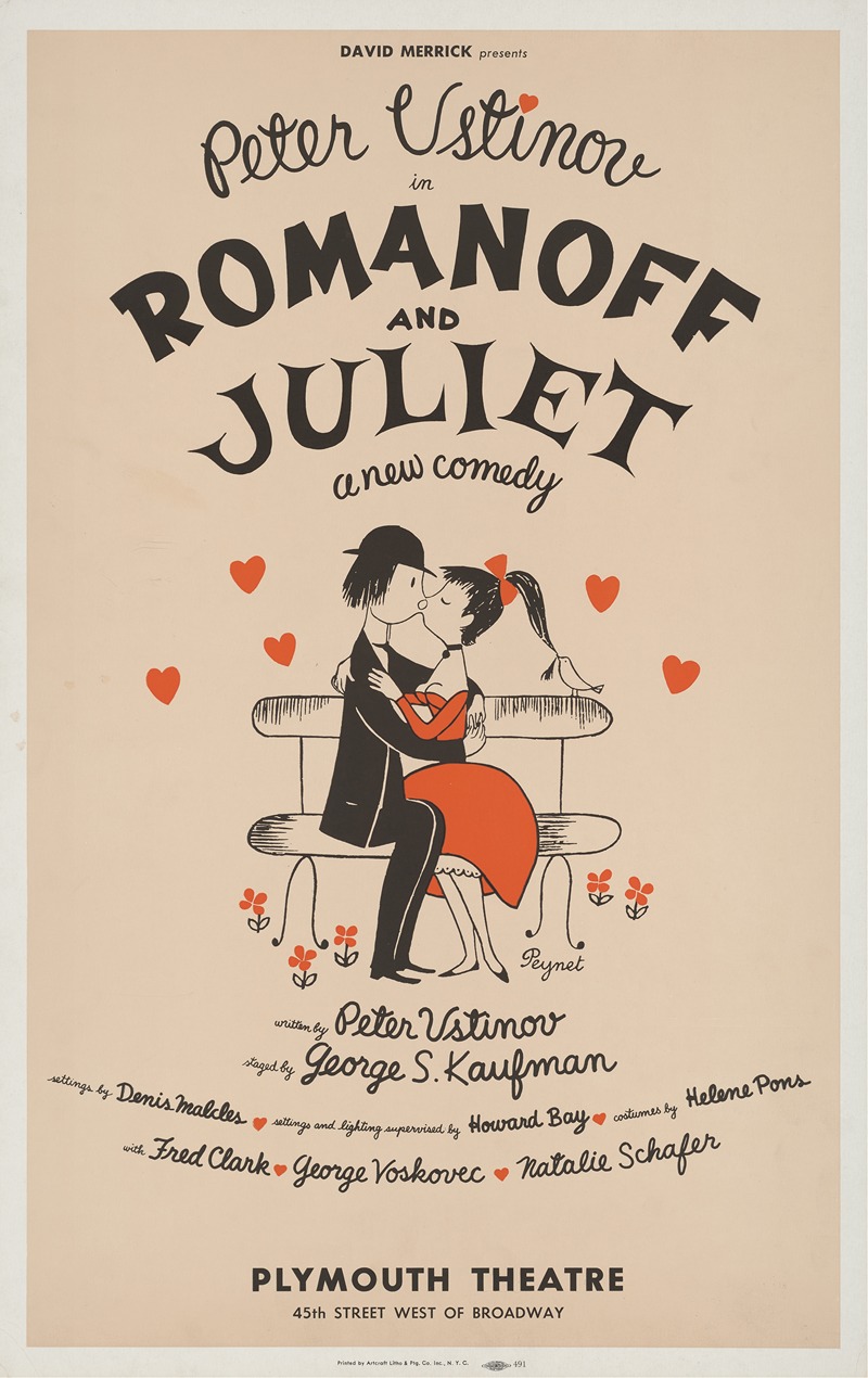 Raymond Peynet - David Merrick presents Peter Ustinov in Romanoff and Juliet, a new comedy