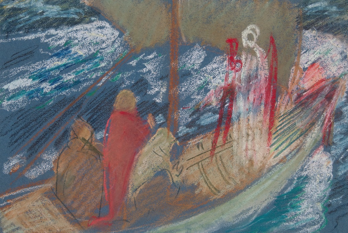 Edwin Austin Abbey - Study for ‘Solomon’s Ship’ in The Quest of the Holy Grail mural series at Boston Public Library