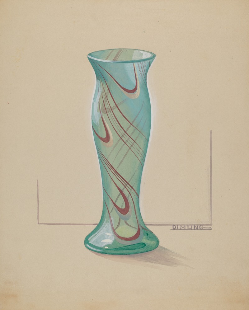 Elizabeth Dimling - Vase (Green with Red Swirl)