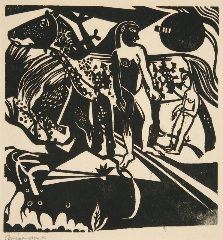 Heinrich Campendonk - Two Nudes with Horse