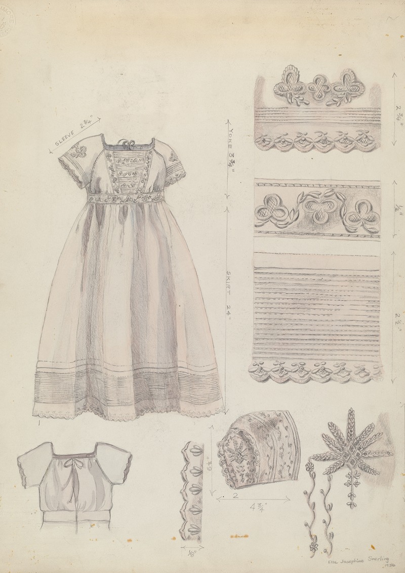 Ella Josephine Sterling - Embroidered Dress & Mull Cap