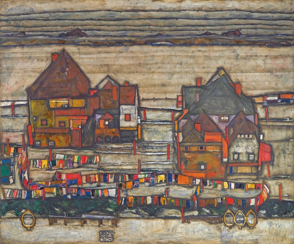 Egon Schiele - Houses With Laundry (Suburb II)