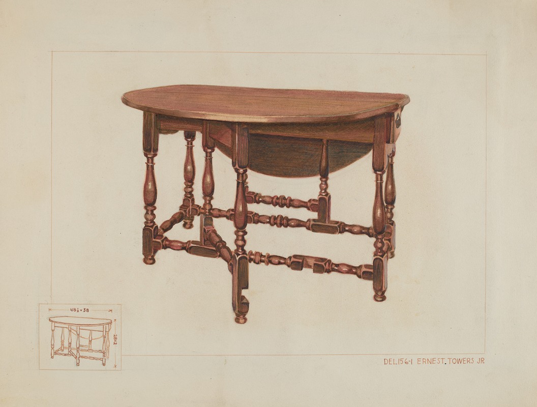 Ernest A. Towers, Jr. - Eight Leg Table with Drawer